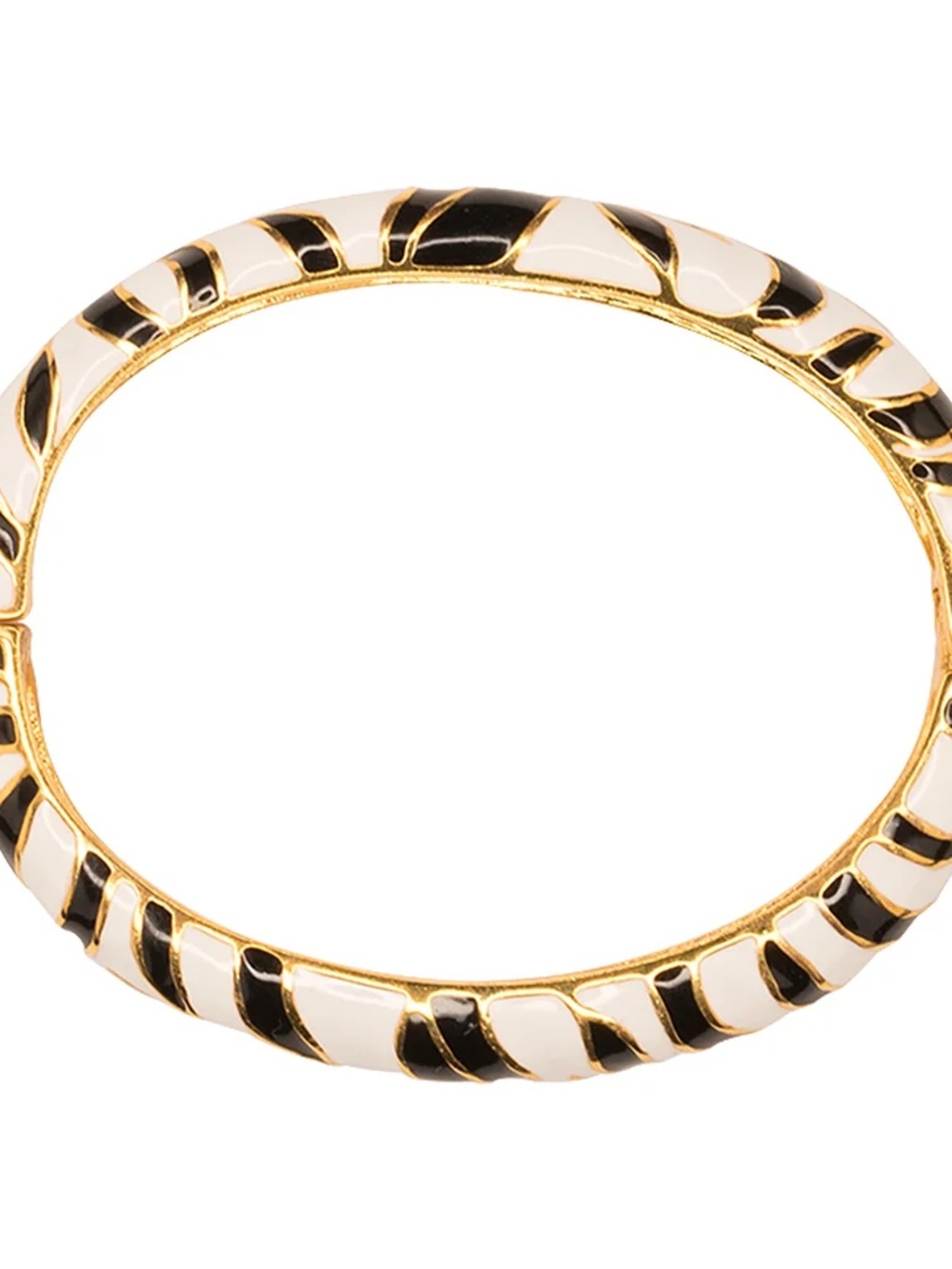 Kenneth Jay Lane 2006 Tiger Animal Print Enamel Hinged bangle bracelet